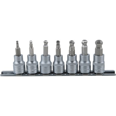 KS Tools 3/8" Bit-Stecknuss-Satz Innensechskant mit Kugelkopf, 7-tlg - 911.3922 (1/2)