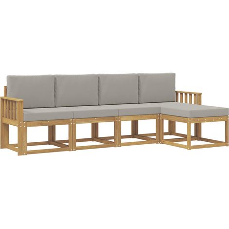 Set di divani da esterno 5 pz 5-Posti Bianco e Grigio Chiaro vidaXL (1/5)