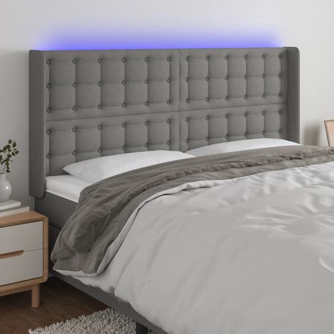 LED Kopfteil Dunkelgrau 163x16x118/128 cm Stoff (1/5)