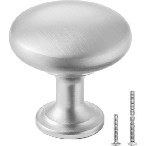 Bouton de Meuble, Lot de 25, Poignée de Placard, 2,8 cm, en Alliage de Zinc, Forme Champignon, avec Vis, Bouton pour Tiroirs, Portes, Commodes, Armoires, Salle de Bain, Cuisine, Couleur Nickel (1/5)