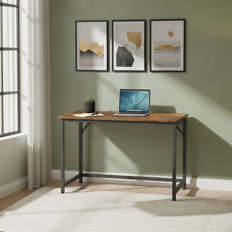 Bureau d'Ordinateur, Table, 50 x 100 x 76 cm, pour Bureau, Chambre, Salon, Cadre en Métal, Marron et Noir (1/5)