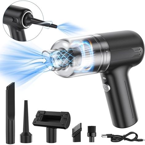 Car Vacuum Cleaner high Power, Handheld Mini Vacuum Cordless,8000PA Strong Suction,Rechargeable Portable Vacuum Cleaner 3 in1 Dust Buster & Air Blower & Hand Pump, Dry Use for Car, Keyboard (1/5)