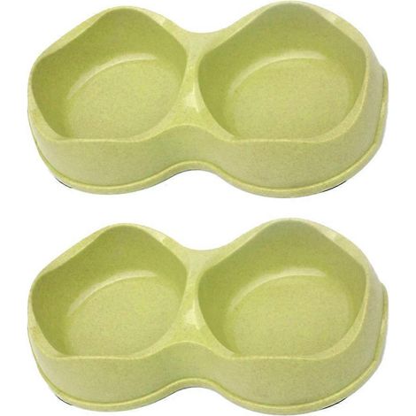Lot de 2 mangeoires pour petits chiens et chats, double bol surélevé, récipient en plastique pour nourriture et eau - Style 3 (1/5)