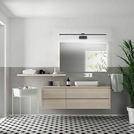 Lampe pour Miroir LED Salle de Bains IP44 12W 1170lm Lampe Armoire Applique Murale Intérieure Moderne Luminaire 5500K pour Miroir Armoir Tableau Toilette Meuble, Noir [Classe énergétique F] (1/3)