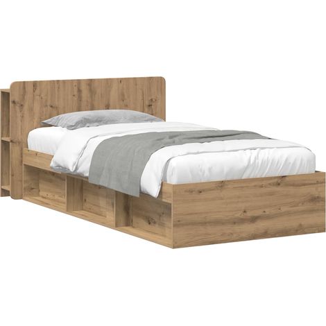 Bed Frame with Storage Artisan Oak 75 x 190 cm Engineered Wood vidaXL (1/5)