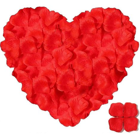 1000 pétales de roses artificielles en soie pour mariage, fête, soirée romantique, rouge (1/5)