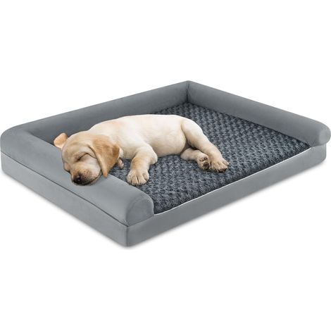 COSTWAY Cuccia Cane Interno in Schiuma, Brandina per Cani con Cuscino, Copertura Rimovibile e Tessuto Interno Impermeabile, Lettino per Animali Domestici, Grigio (113 x 89 x 18 cm) (1/5)