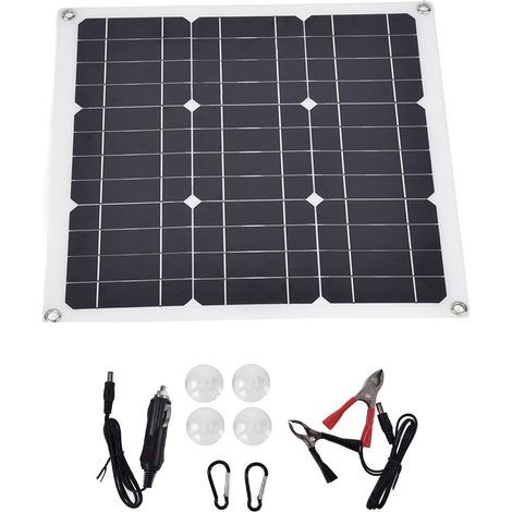 Kit panneau solaire 30W monocristallin silicium, chargeur batterie 18V 5V USB alimentation énergie (1/5)