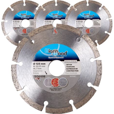 Lot de 3 disques diamant 125 x Al. 22,23 x Ht. 7 mm béton, parpaings, matériaux de construction - BUILDER - OMNIVOR