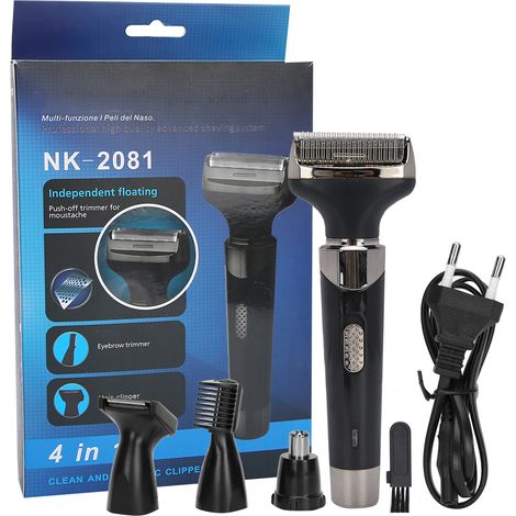 Tondeuse Multifonction 4 en 1 : Rasoir Électrique, Coupe-Nez, Coupe-Favoris et Ciseaux à Sourcils, Prise EU 110‑240V (1/5)