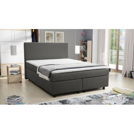 Boxspringbett Hotelbett 140x200 Bonellfederkern Bett mit Topper Paxos 2 grau (1/4)