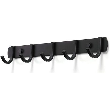 Porte Manteau Mural, Patres Porte Manteaux Design En Acier Inoxydable, Patres Salle De Bains Solide pour Chambre Bureau Noir (5 Hook) (1/5)