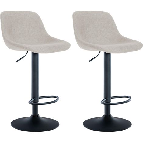 Set di 2 sgabelli da bar girevoli a 360° in tessuto color crema con gambe a tromba in metallo nero 100006133