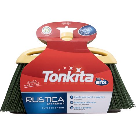 Tonkita Rustica Escoba para Exteriores con Cerdas Rígidas de PET 100% Reciclado - Hecha en Italia (1/5)