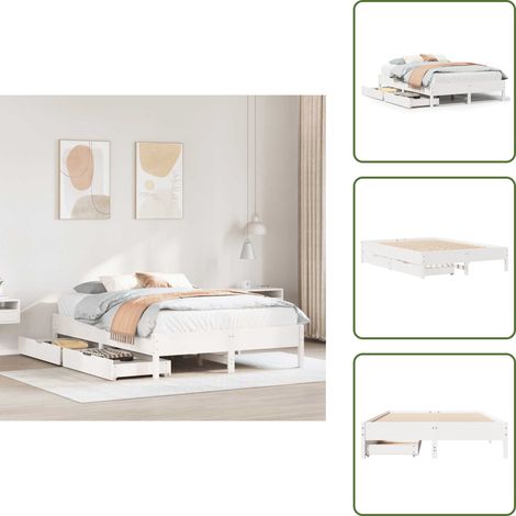 Letto in legno massello - vidaXL Letto senza Materasso Bianco 150x200 cm Legno Massello di Pino -