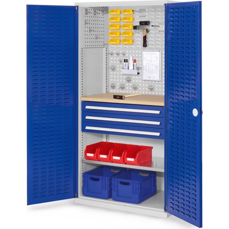 Kappes ®RasterPlan Schubladenschränke 1950x1000x600mm Schlitzplattentüren Modell 25 enzianblau