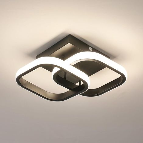 Ceiling LED Modern Square, Lamp of Ceiling Bedroom Black 2137LM, Fixture Ceiling 29CM in Acrylic, Light Natural 4500K, for Living room Kitchen Hallway [Classroom energy E] (1/5)