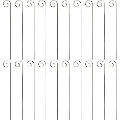 Set mit 20 silbernen Haken für Gartenpflanzenetiketten, Etikettenhalter, Stäbe, biegsam, rostfrei, 20 cm (1/5)