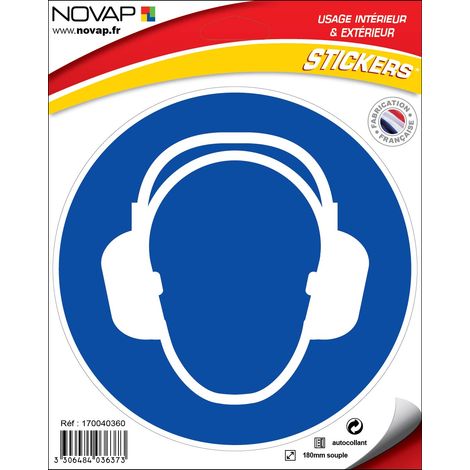 Panneau Obligation casque anti-bruit - Vinyle adhésif Ø180mm - 4036373