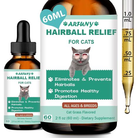 Anti-Cat Hairball Drops for Cats – Better Intestinal Health – with Catnip and Vitamins – 60 ml (1/5)