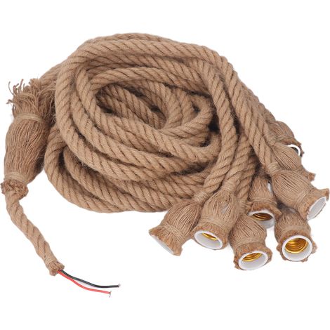 Suspension en corde de chanvre, 8 têtes, douilles E27/E26, 2 m, style rétro, kit d'éclairage suspendu pour bar, restaurant et maison, 100-240 V (1/5)