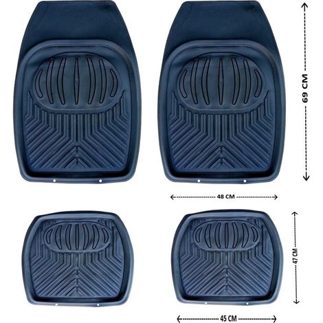 Tapis en caoutchouc universels, type bac, pour voiture, SUV, van — lot de 4 pièces.
