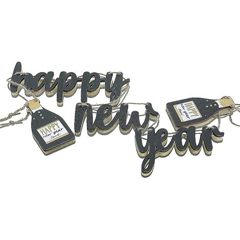 Boltze Mini-Girlande Lucky Happy New Year Schwarz 113 cm - Holz (1/3)