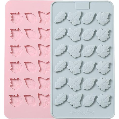 Petits moules en silicone pour bonbons, lot de 2 moules à chocolat, moules à bonbons gélifiés antiadhésifs, décorations de gâteaux, moules à glaçons (bleu et rose)
