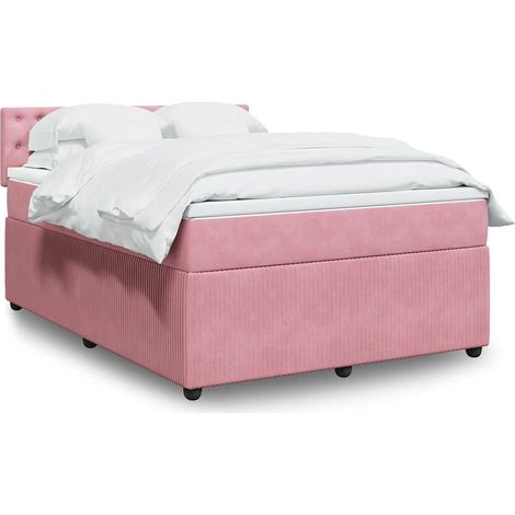 Boxspringbett mit Matratze Rosa 140x200 cm Samt