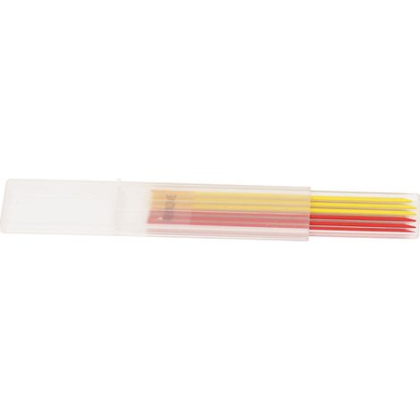 6-teiliges Set mit 2,8 mm HB-Minen für Zimmermannsbleistifte, Anreißwerkzeug für Holzbearbeitung, rot-gelb-wachsfarben (1/5)