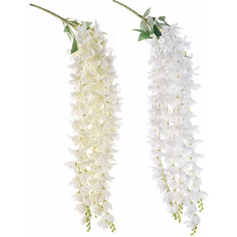 Branches de fleurs artificielles retombantes en tissu, lot de 4, H. 67 cm (tige 80)
