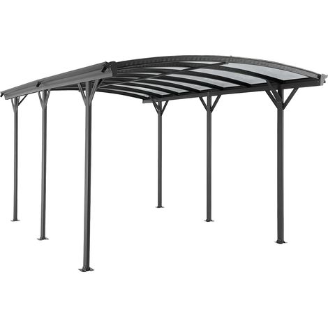 Carport pergola simple autoportant en aluminium - 1 voiture - 15,15 m² - Gris anthracite - BARESA