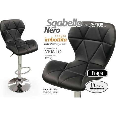 PRAGA SGABELLO CON DESIGN TRAPUNTATO 49 X 78 X 108 CM COLORE NERO