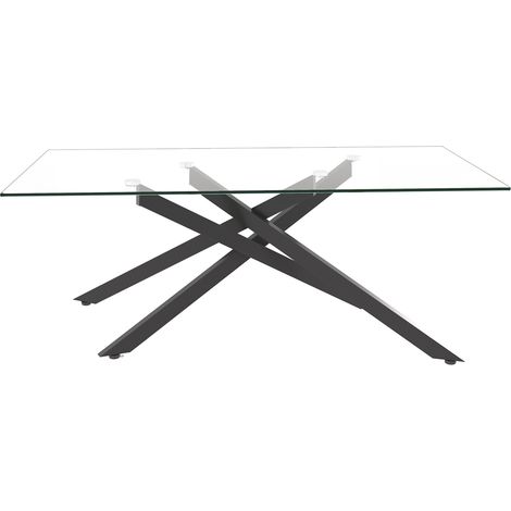 Mesa de centro rectangular de vidrio templado negro 120x60x46 cm (1/5)