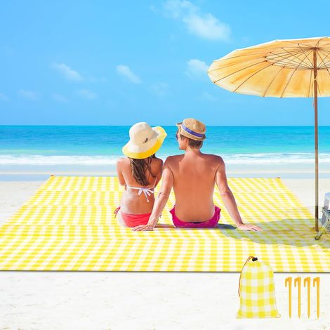 Couverture de plage 140x200 cm, imperméable, anti-sable, idéale pour pique-nique, camping et randonnée. (1/5)