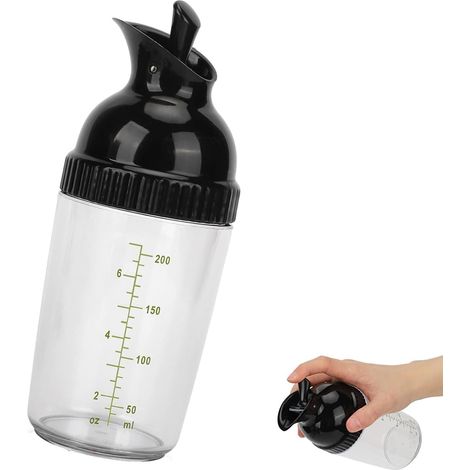 Shaker à Vinaigrette Bouteille de Mélangeur de Vinaigrette 200 ML Condiments Container Bouteille avec Couvercle pour Cuisine Noir (1/5)