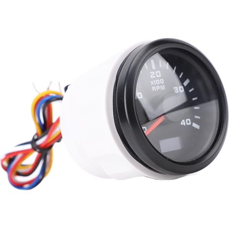 Jauge de tachymètre de moteur de 52 mm 4000 tr/min avec compteur horaire Rétroéclairage 7 couleurs pour camion tracteur voiture RV bateau DC 9 à 32 V Couvercle de cadran noir CX6225B. (1/4)