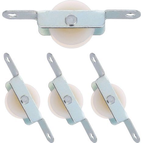 Kit de réparation pour parasol d'extérieur (lot de 4) : poulie à corde pour porte coulissante ou fenêtre. roues simples. pièces de rechange pour parasol de terrasse. (1/4)