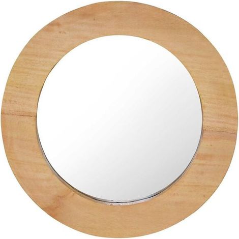 Miroir mural rond en teck de 40 cm (1/5)