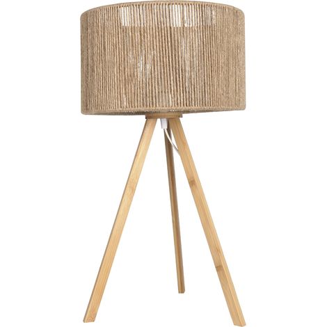Sulion - Lampe de Table / Chevet Trépied en Bambou et Abat-jour en Corde (1/3)