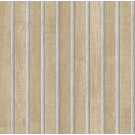 Papier peint tasseaux de bois marron et beige – Dimensions 53cm x 10m – Écologique et durable – Raccord libre pour décoration intérieure (1/3)