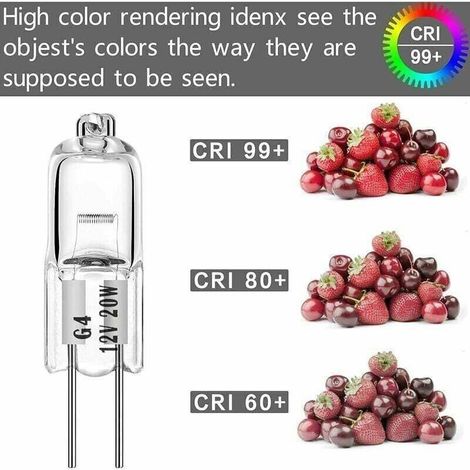 Ampoules Halogènes G4 20W 12V T3 JC Type à 2 Broches. Remplacement pour Éclairage Sous-Meuble Puck Light Track Lighting Dimmable (Lot de 10) Classe énergétique C: (1/5)