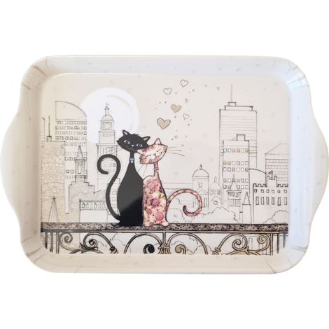 Mini plateau en mélamine chats amoureux skyline 20 cm (1/3)