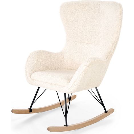 Rocking chair en tissu bouclé avec piètement en métal et bois massif URIELL 2 (1/5)
