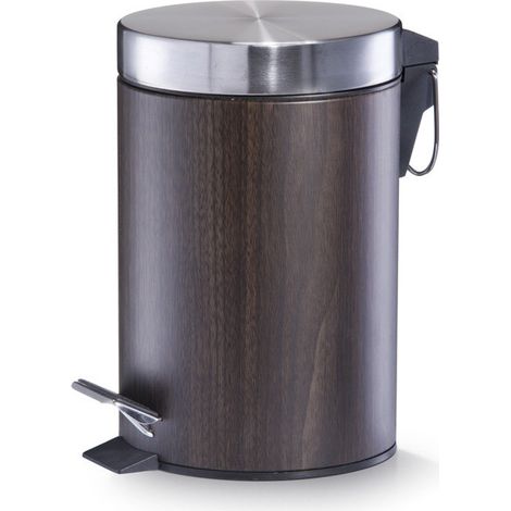 Zeller 18566 Treteimer, 3 Liter, Walnussdekor, Metall ø17 x 26 cm (1/2)
