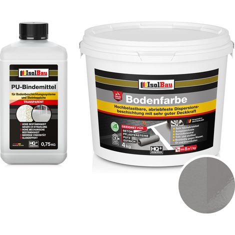 Pintura para suelos de resina IsolBau 2K para hormigón, 4 kg, gris hormigón (1/5)