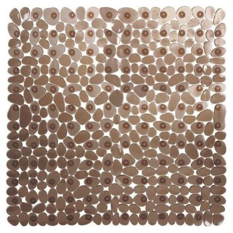Non-Slip Shower Mat, 54x54cm (Brown) Square Shower Mats, Anti-Slip and Mildew-Proof Bathtub Mat, Non-Slip Children's Bath Mat, Machine Washable with Suction Cup Rug (1/4)