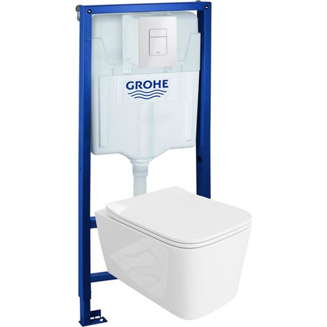 GROHE Bâti-support Solido + Lavita WC Murya suspendu blanc sans bord + panneau de commande Delta 25 blanc  Kit complet WC