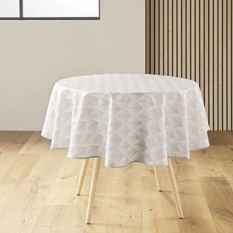 Nappe ronde (0) 180 cm polyester imprime kalini Naturel (1/4)