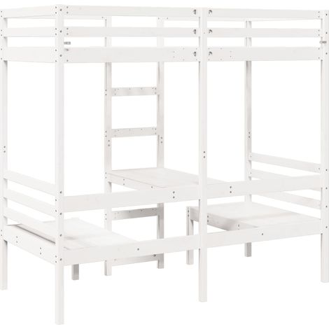 Maison Exclusive - Giroletto Soppalco con Scrivania e Sedie Bianco 90x200cm Pino